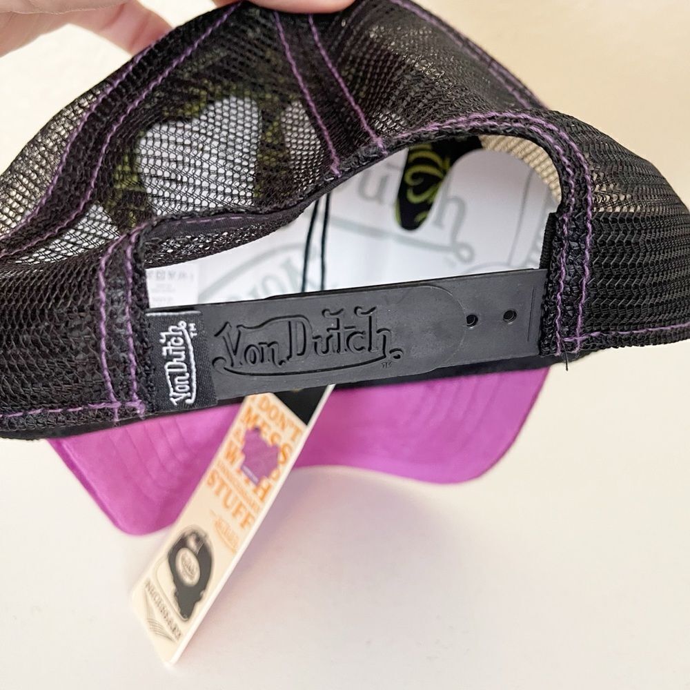 NWT VON DUTCH PURPLE LIME VELVET CRUSH TRUCKER HAT - Picture 5 of 7